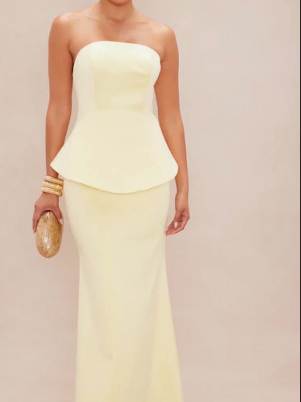 Fashion Nova Kenny Satin Gown - Butter Yellow